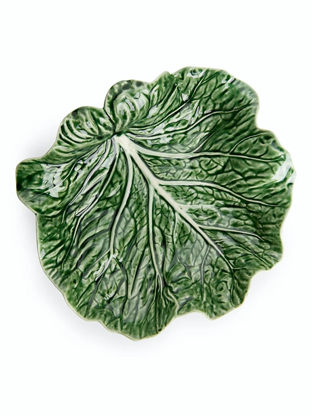 Bladformet grønt keramisk fad fra Arket.