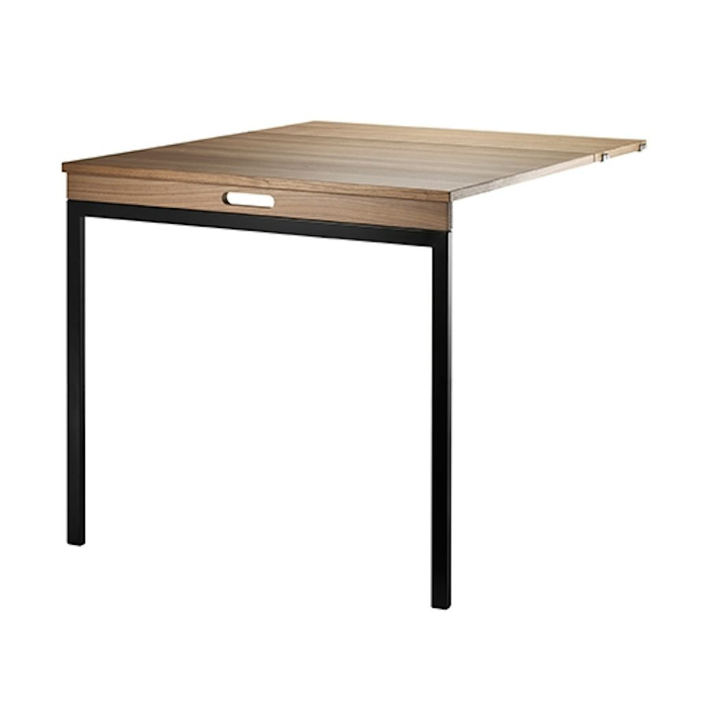 string_folding_table_walnut__black_upright vægophængt bord lille spisebord