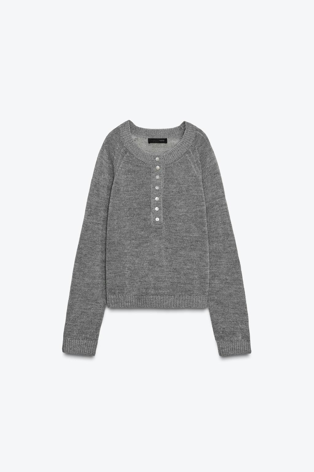 strikkegenser med knapp Zara