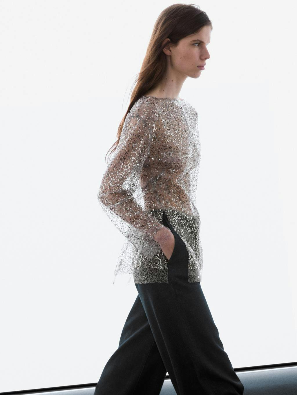 Gjennomsiktif glitter bluse