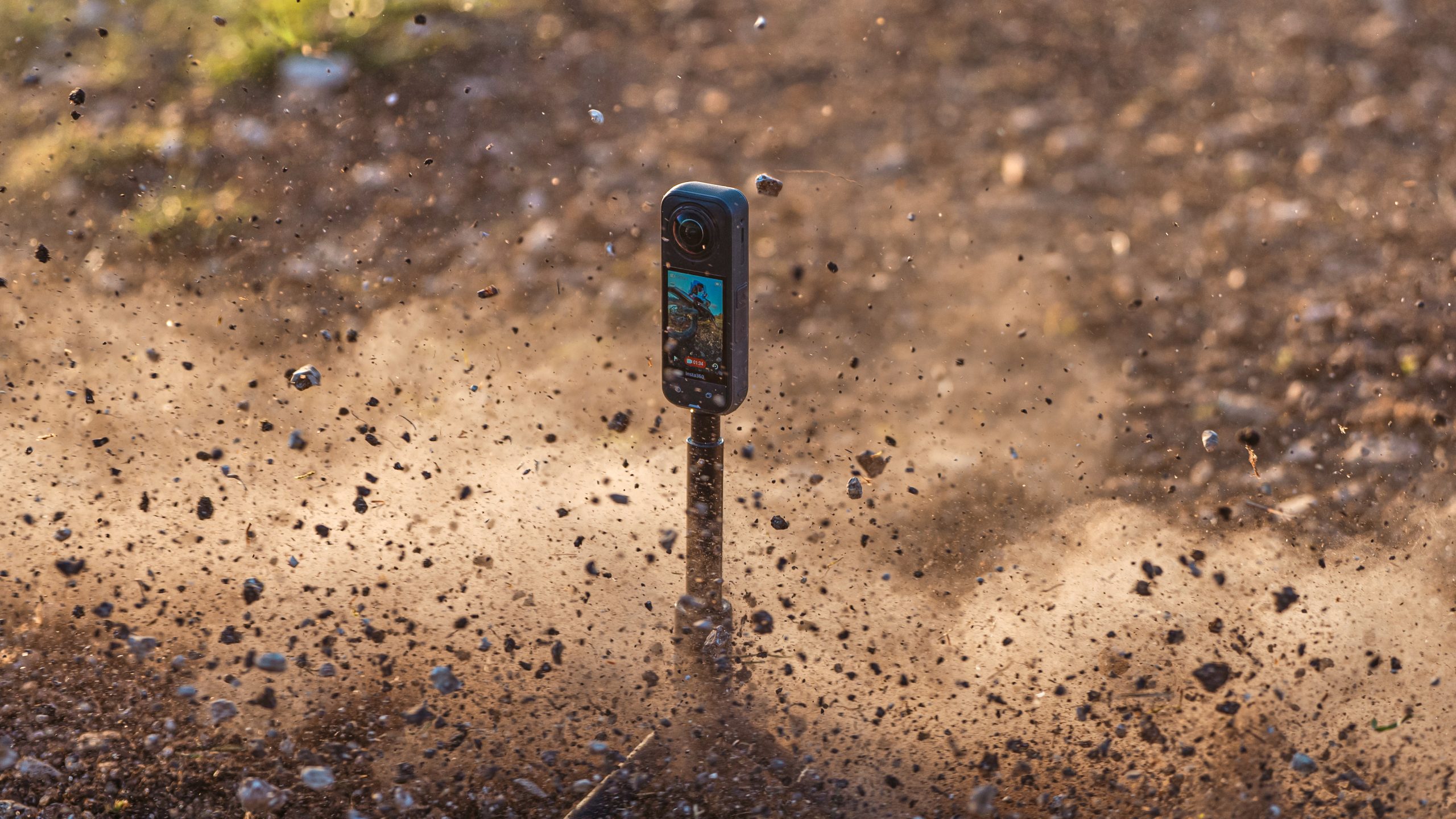 Insta360 -kamera kuvaamassa.