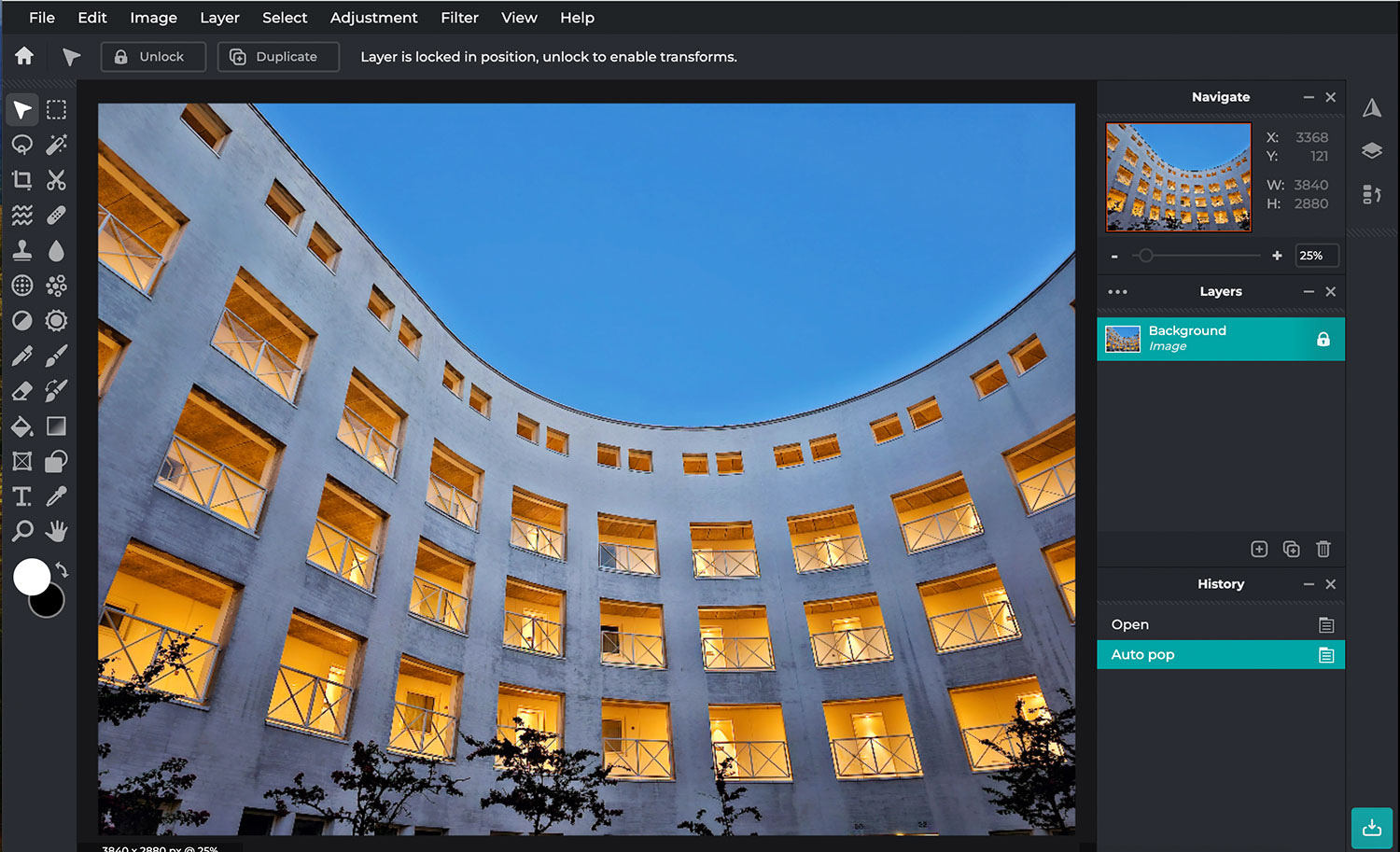 Online bildebehandling i Pixlr