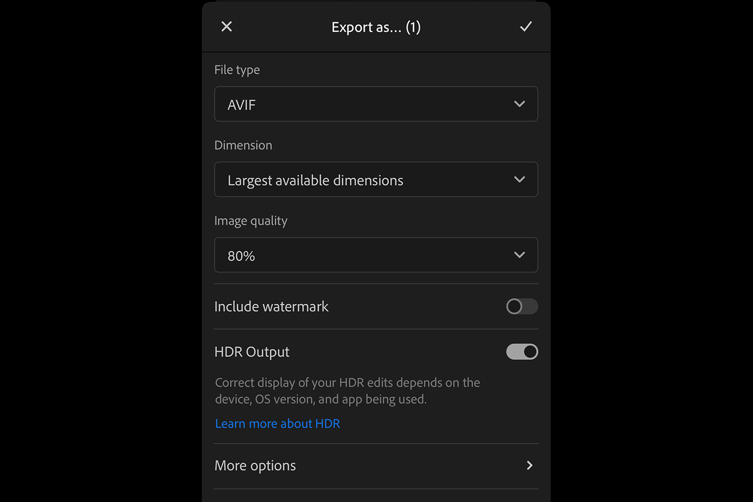 Export av HDR-bild i Lightroom
