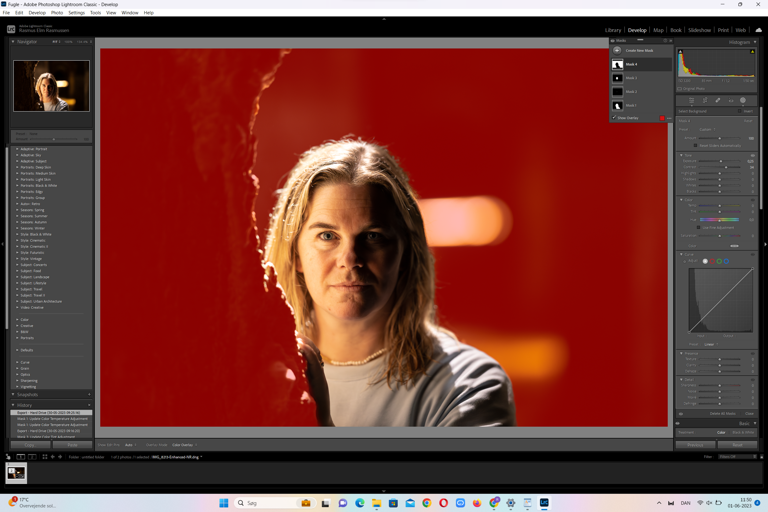 Modellen står stærkere frem, hvis baggrunden dæmpes, ved at skrue ned for Saturation eller Contrast. 