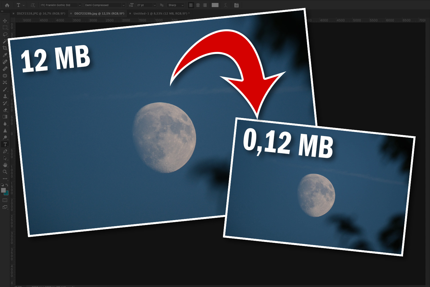 Reduksjon av filstørrelsen for et bilde