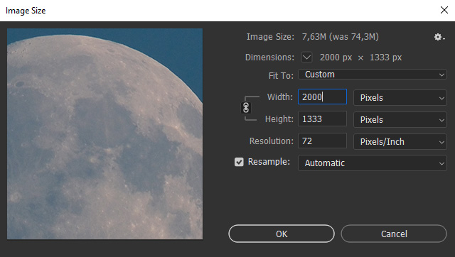 Image Size i Photoshop