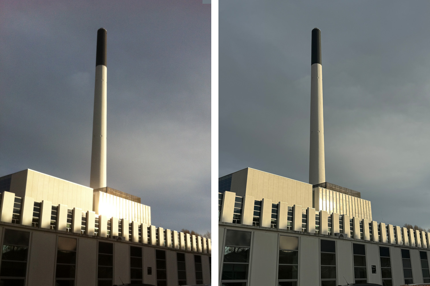 Kontrastrigt motiv taget med iPhone 4 og iPhone 15 Pro.