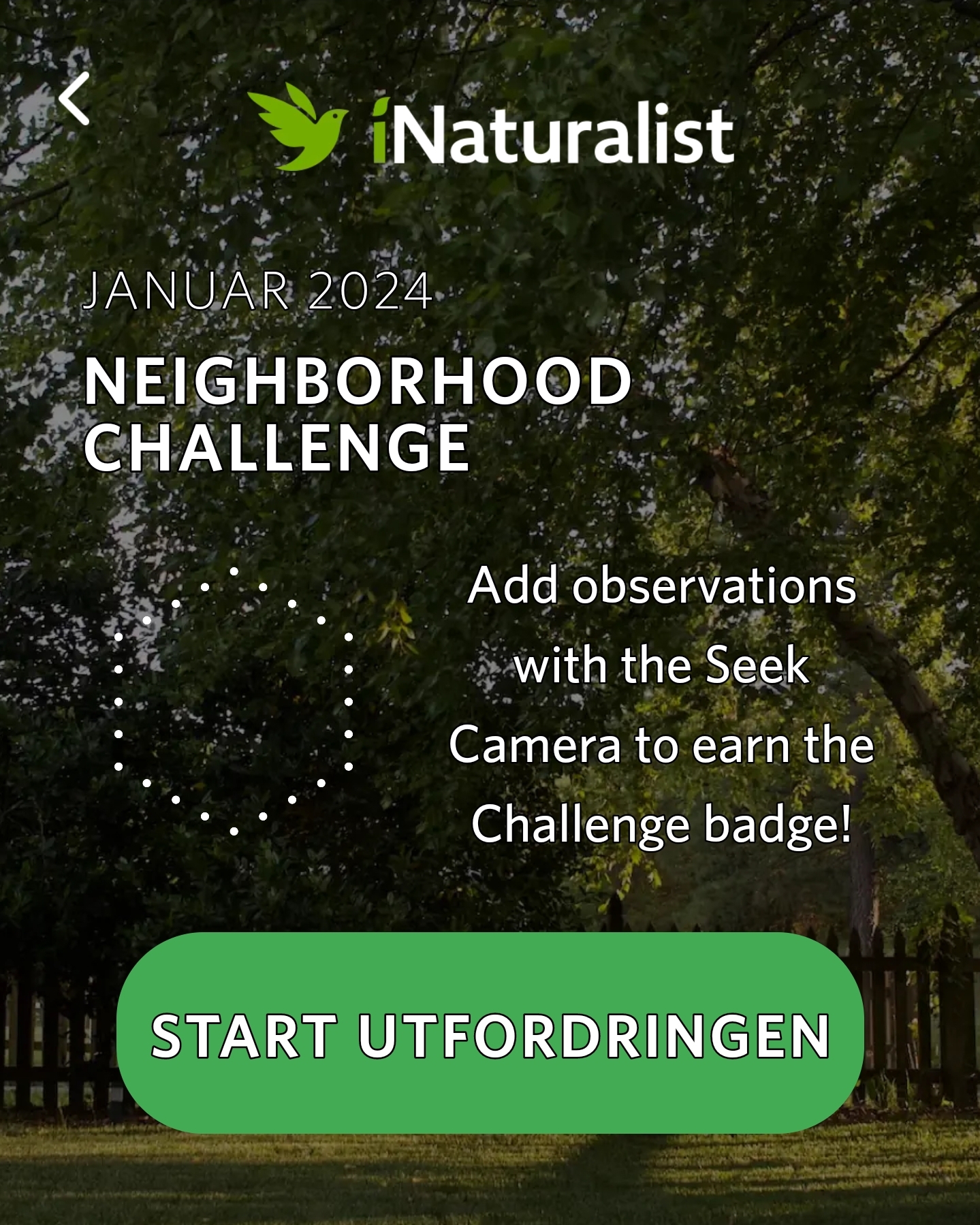 Gjør deg fortjent til et utfordringsmerke ved å fullføre de påkrevde observasjonene.