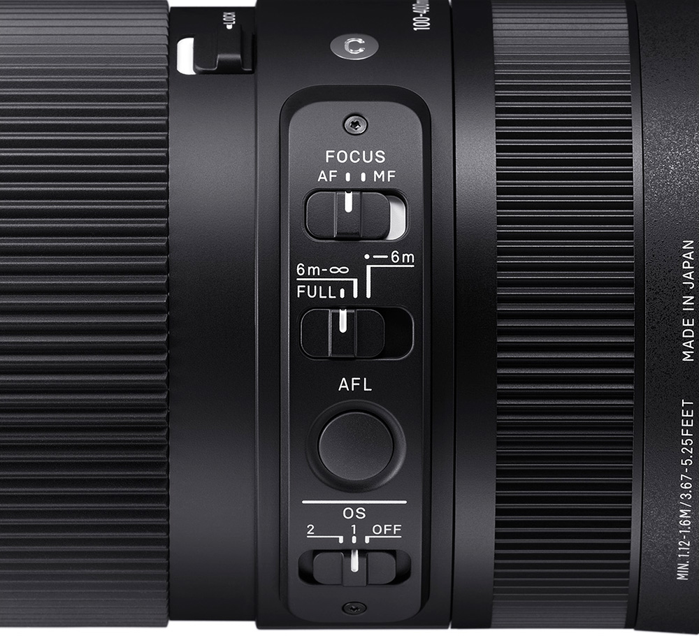 Knapp för fokusbegränsning på ett Sigma-objektiv