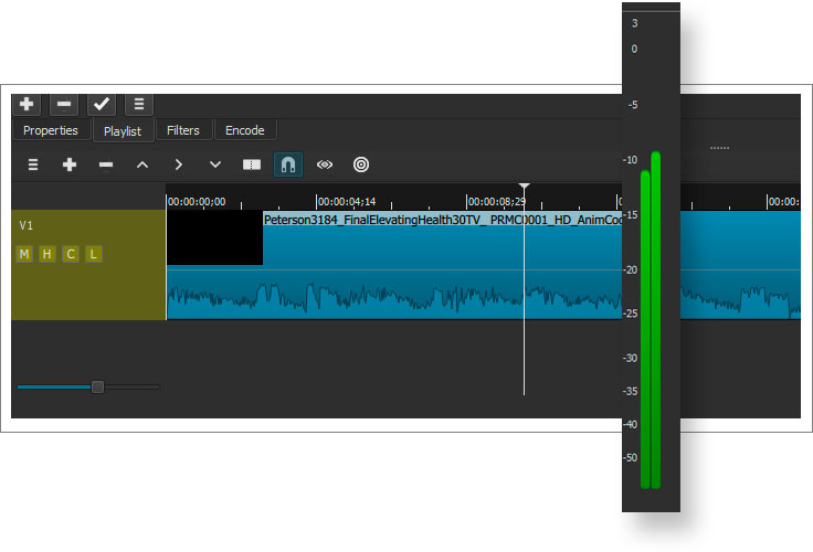 Gränssnittet är användarvänligt i Shotcut.