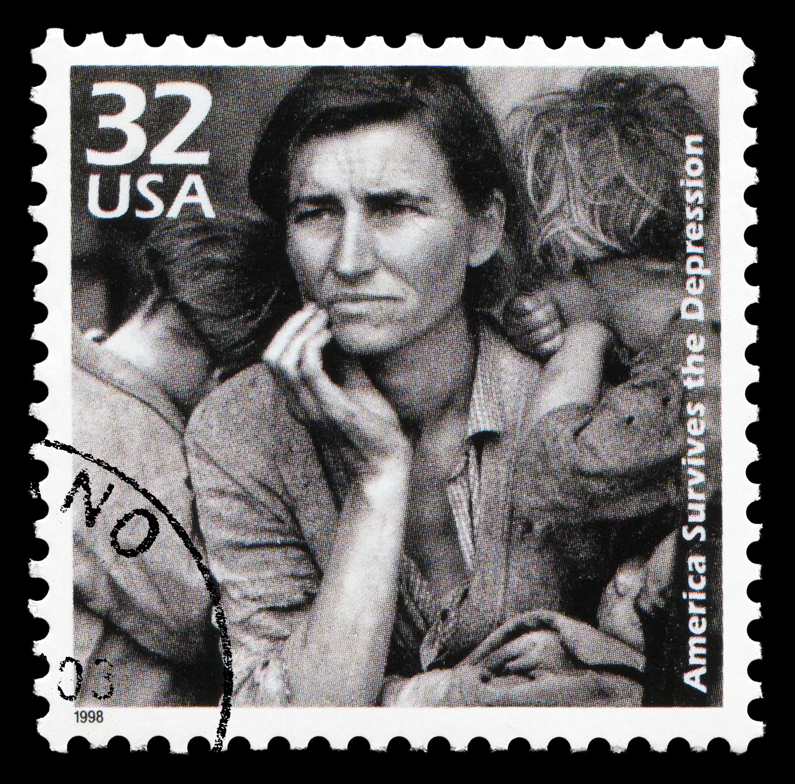 Bilden av den fattiga kvinnan med sina barn är Dorothea Langes mest berömda.