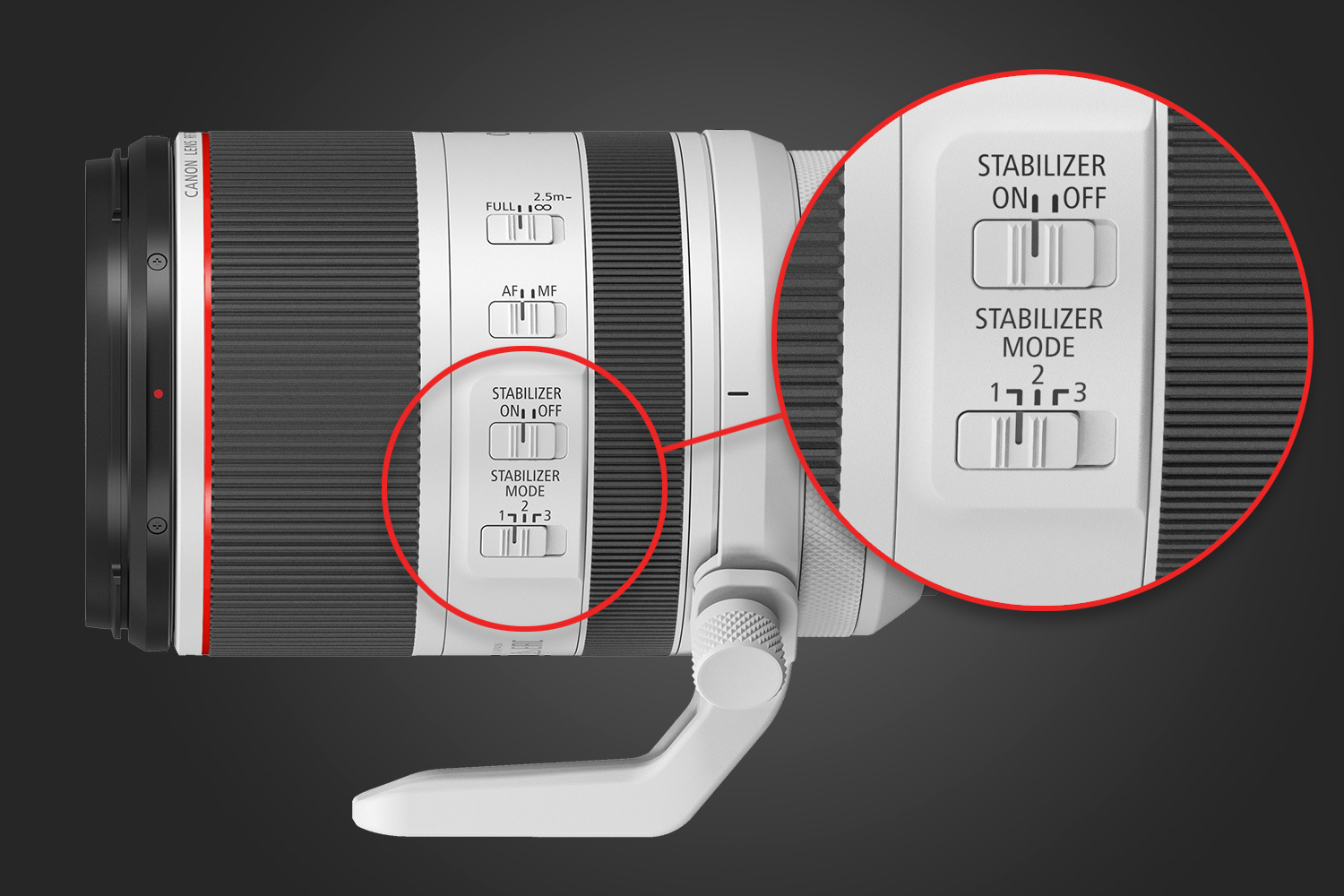 Knapper til billedstabilisering på objektiv
