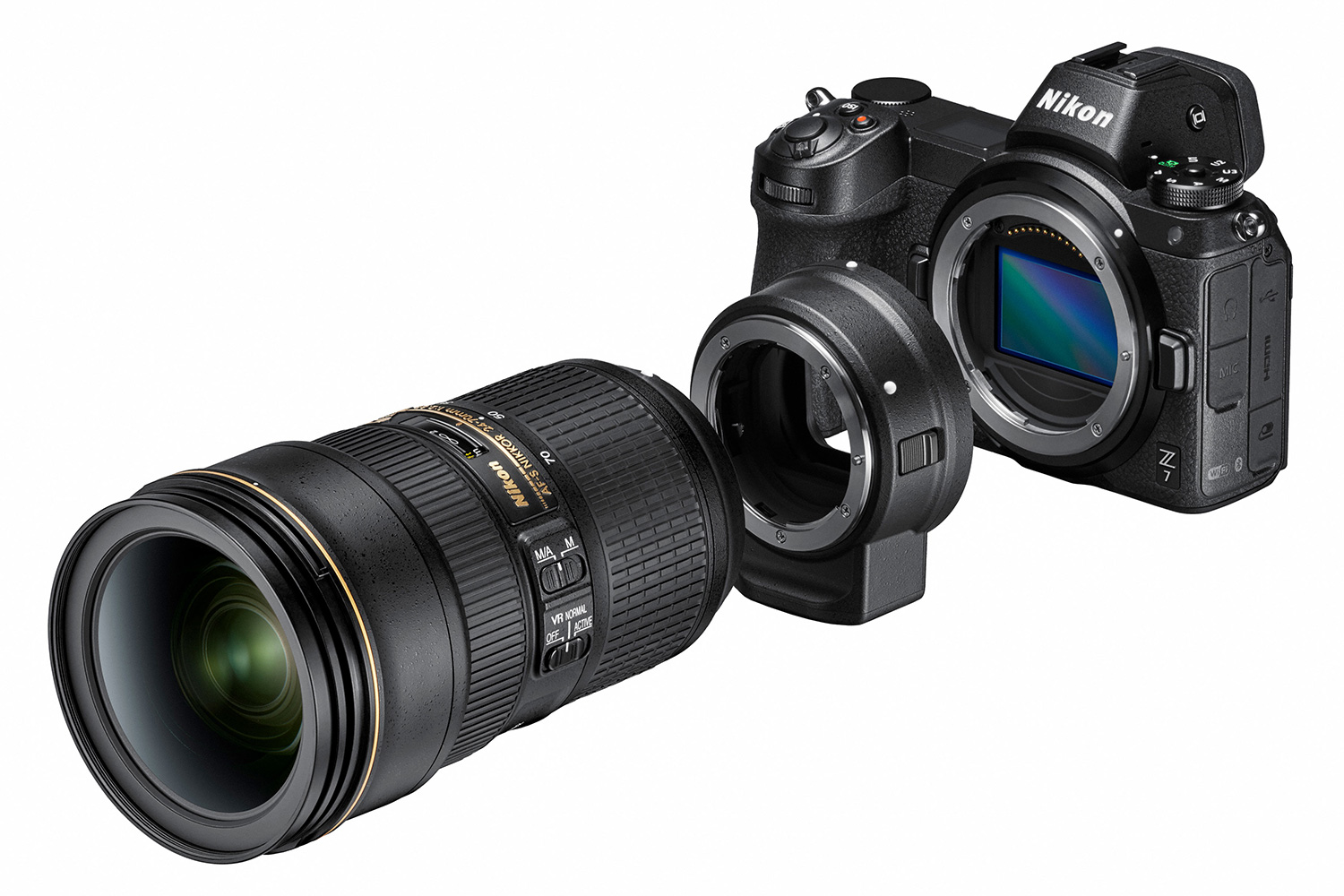 Nikon Z -kamera med adapter til spejlrefleksobjektiver