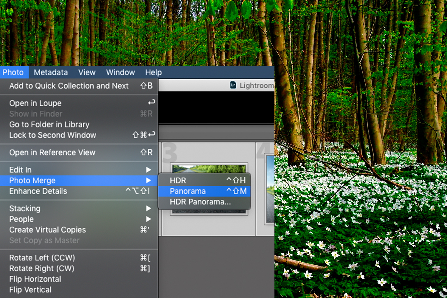 Slik lager du et panoramabilde i Lightroom.