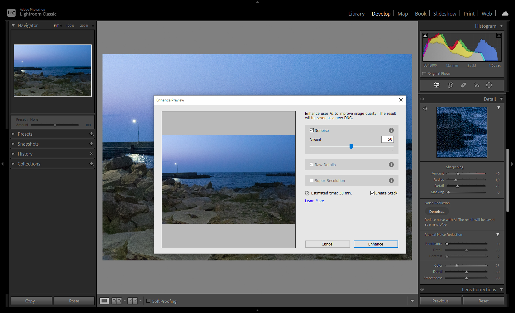 Lightroom Classic Denoise