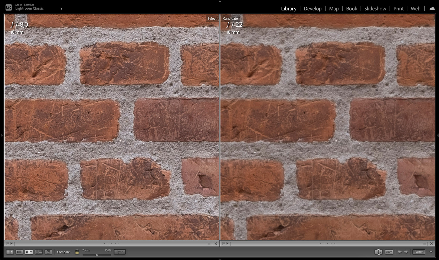 Funksjonen Compare i Lightroom