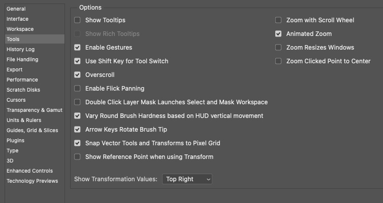 Photoshopin Enable Flick Panning -toiminto