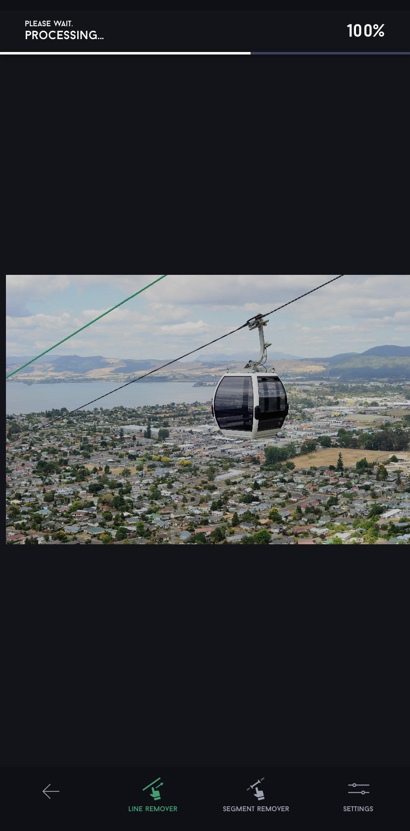 Vajer vid skidlift tas bort med Line remover.