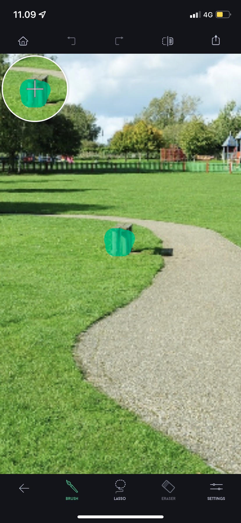 Benk blir fjernet med object removal