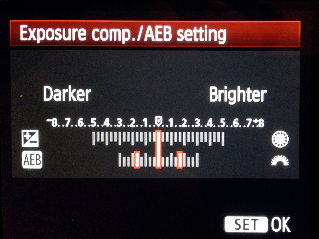 Bracketing-meny i Canonkamera