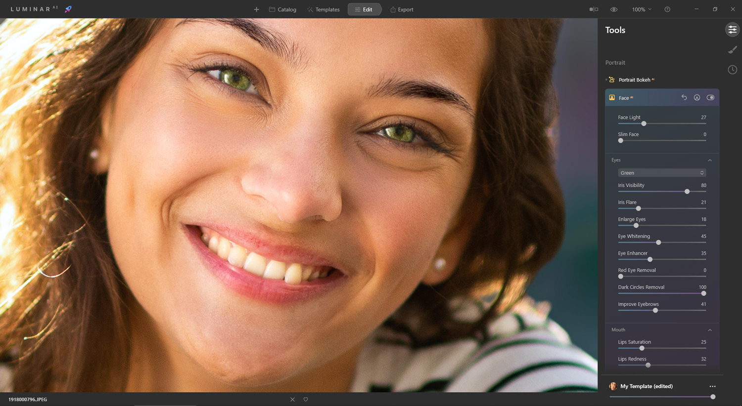 Portrætjusteringer i Luminar AI