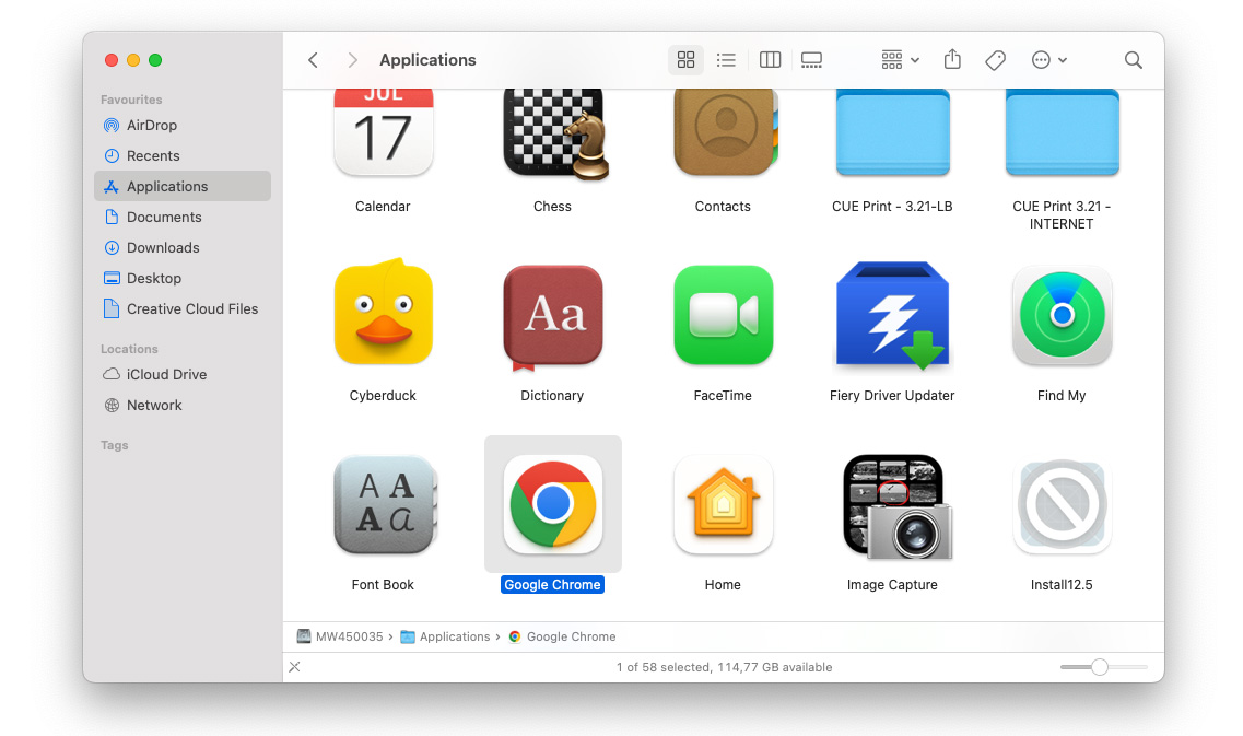 Mappen Program på Mac