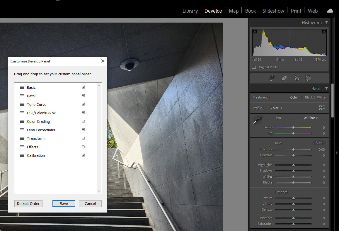 Customize Develop Panel i Lightroom