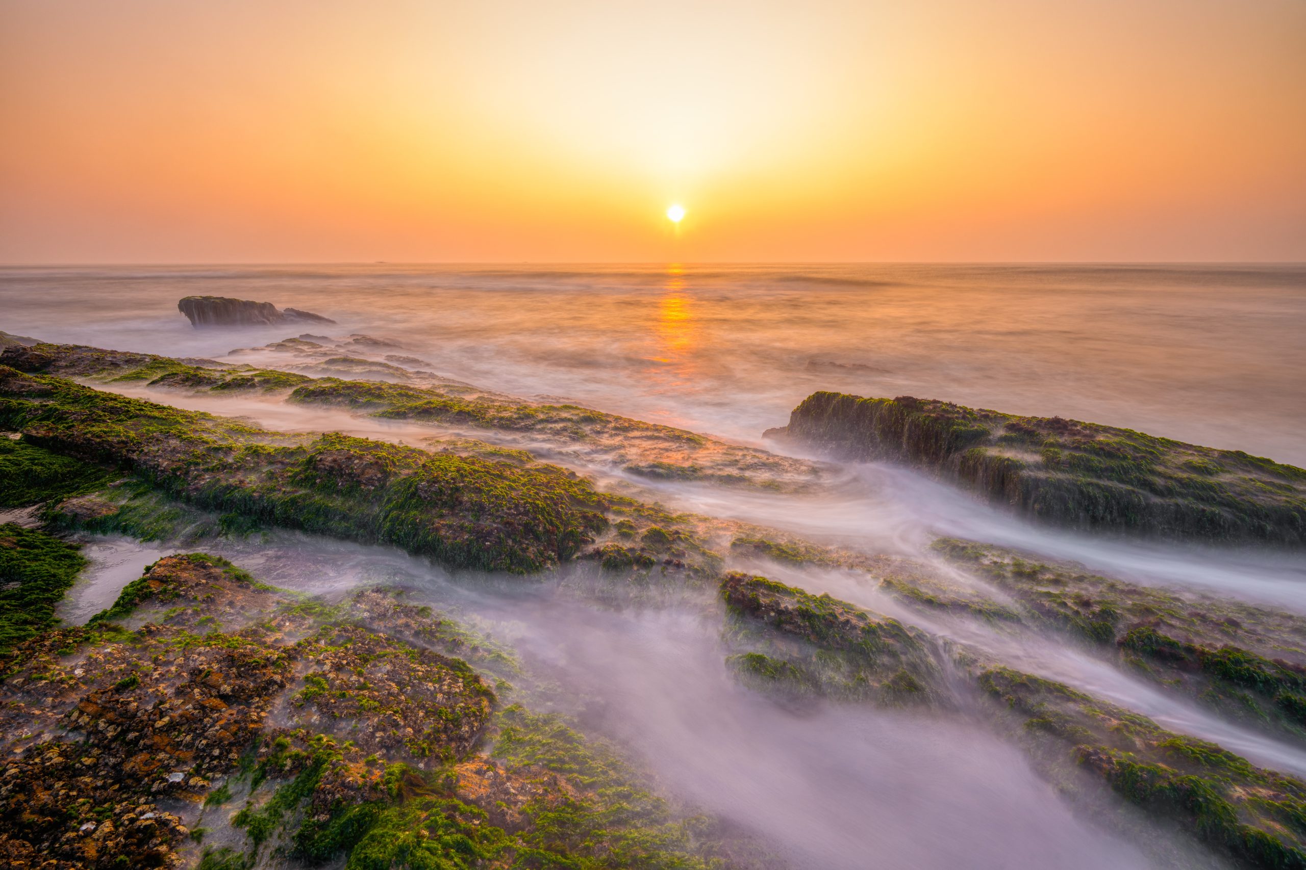 Landskap fotograferat med lång slutartid.