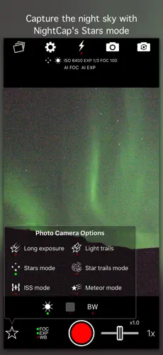 NightCap Camera -sovellus.