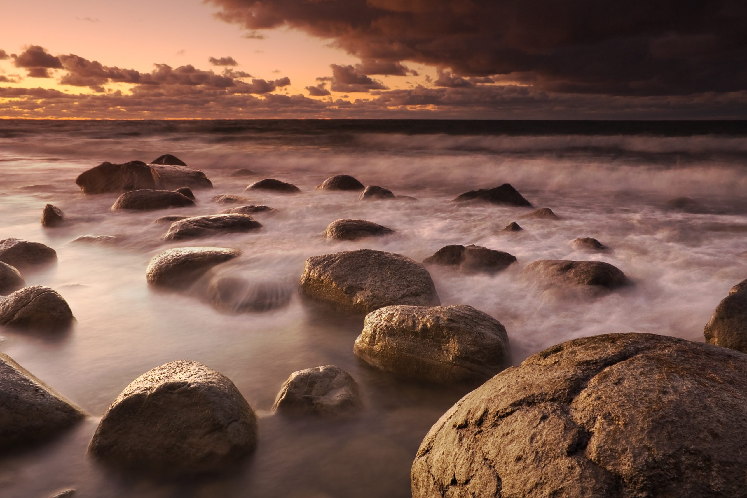 Strand fotograferet med lang lukkertid. 