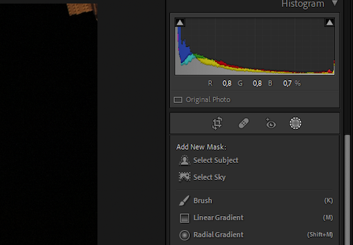Graduated FIlter lagt på et billede i Lightroom