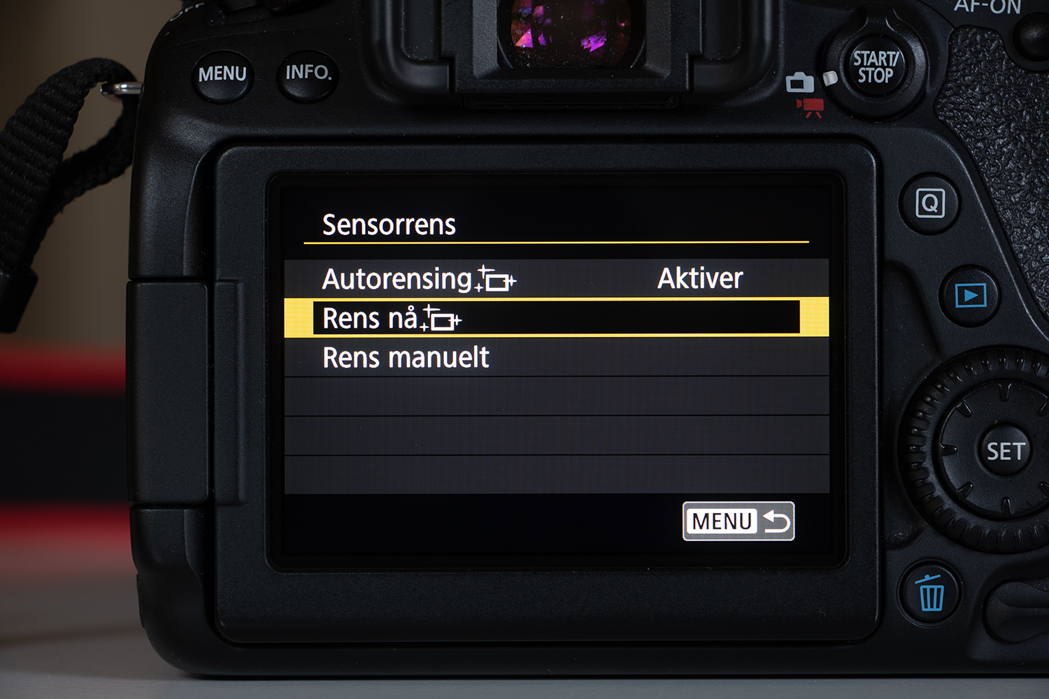 Kamerameny rens av bildebrikke canon