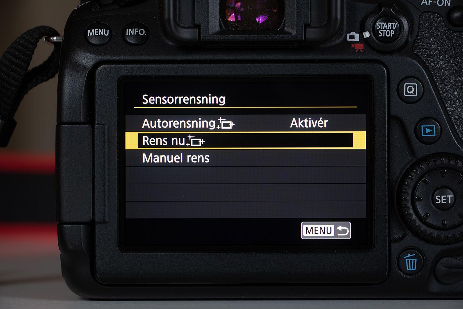 Kameramenu rens af billedchip canon