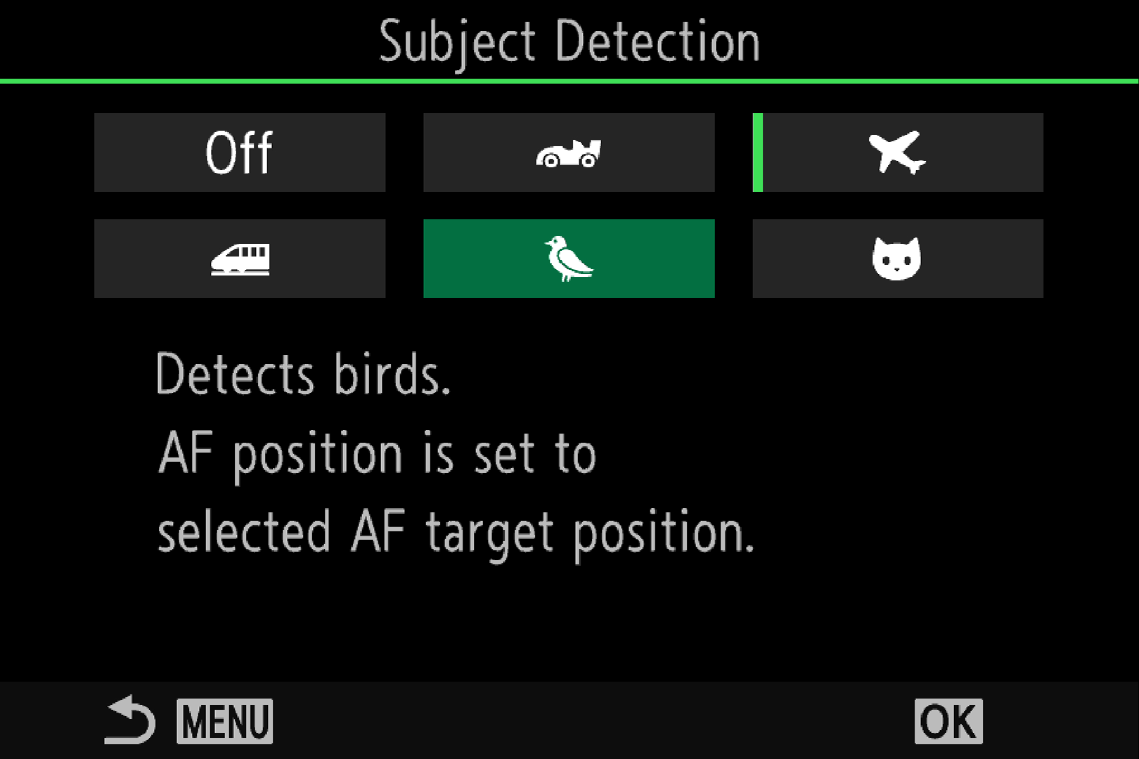 Subject Detection OM-1:ssä.