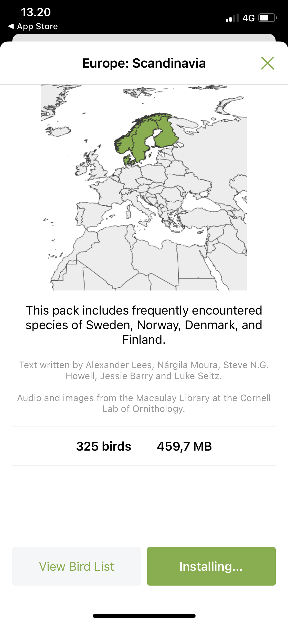 Skandinavisk fuglepakke.