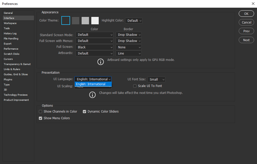 Preferences i Photoshop