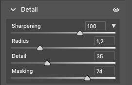 Sharpening Camera Raw -laajennuksessa