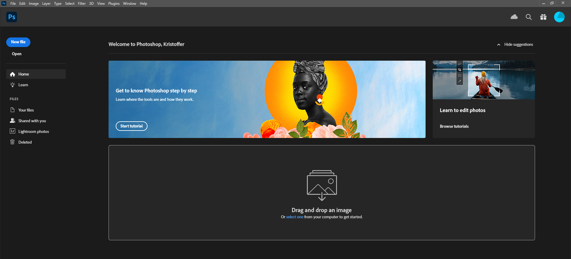 Velkomstskjerm i Photoshop