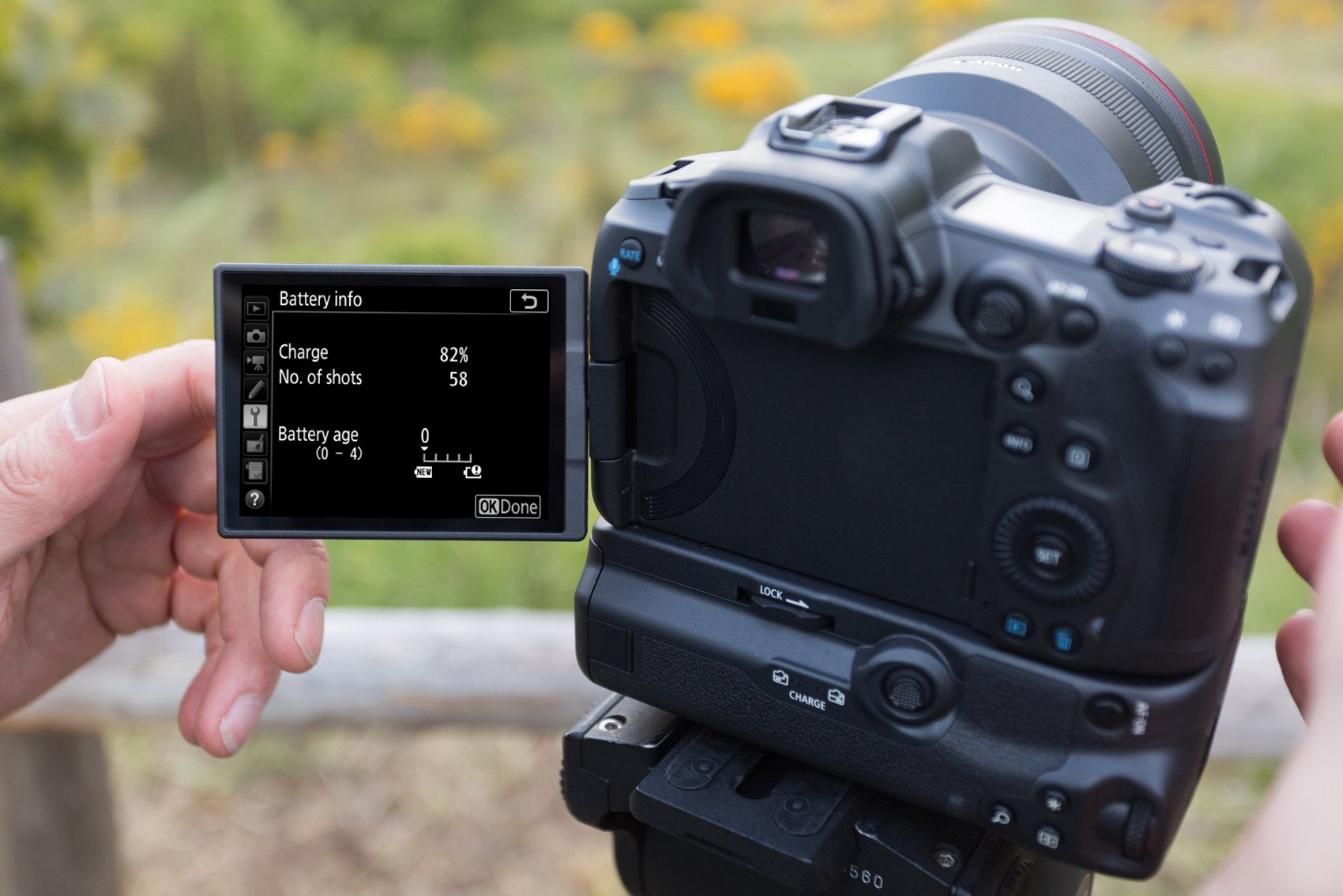 Batteristatus på kamera