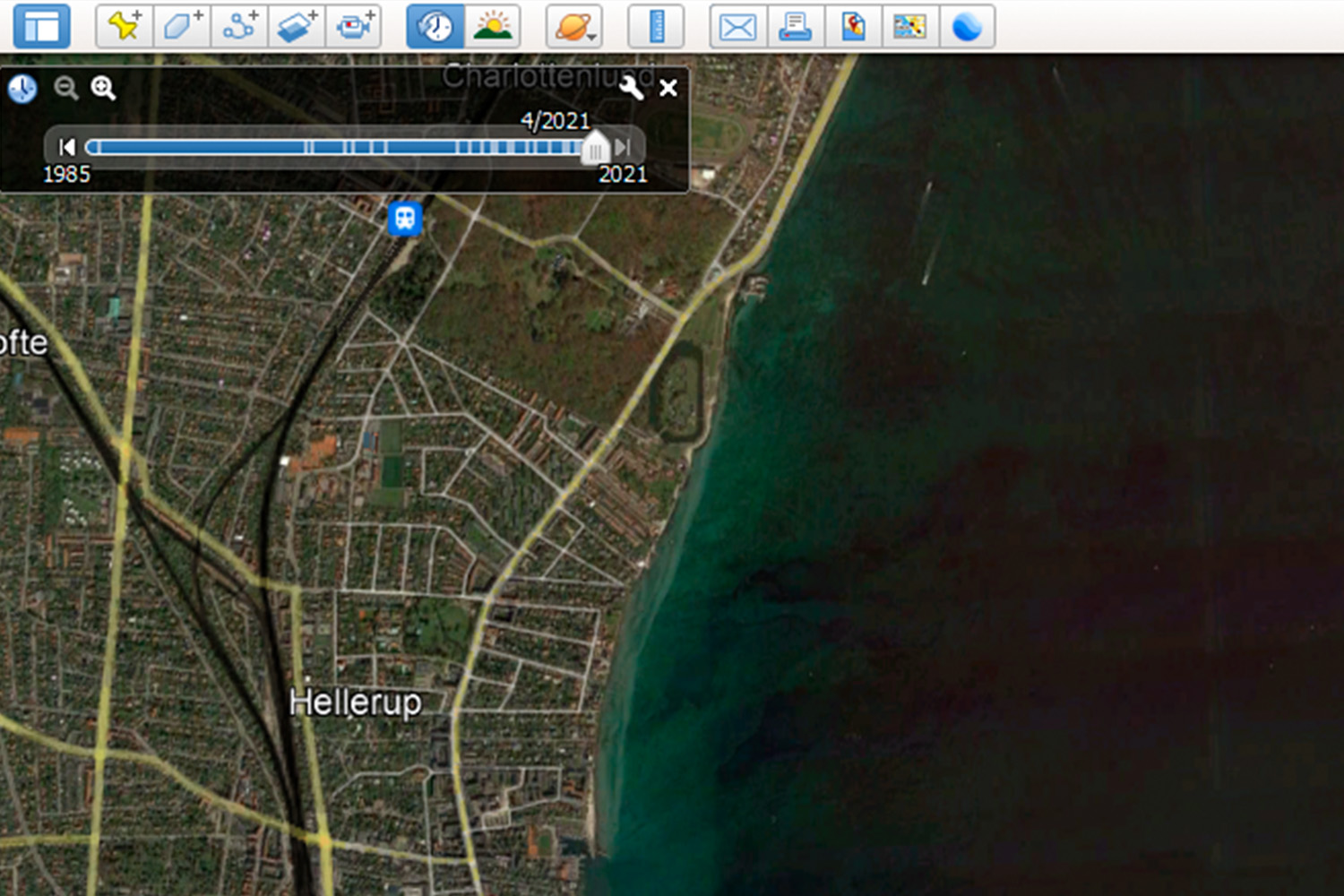 Satellitfoto af Danmark. 