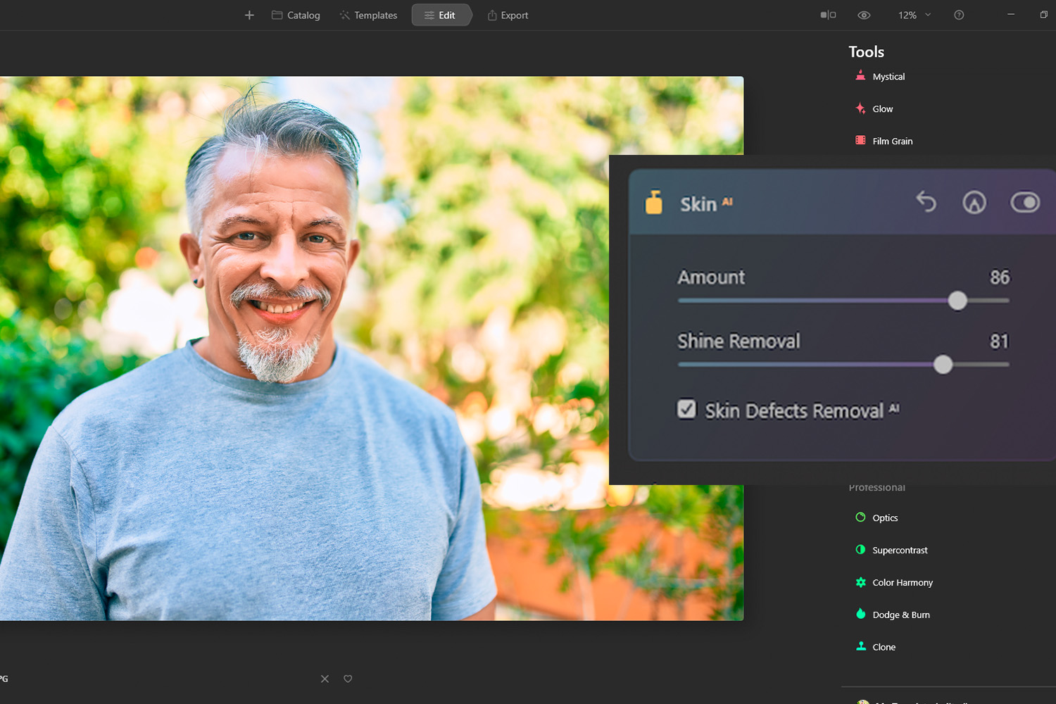 Forbedring af hud i Luminar AI