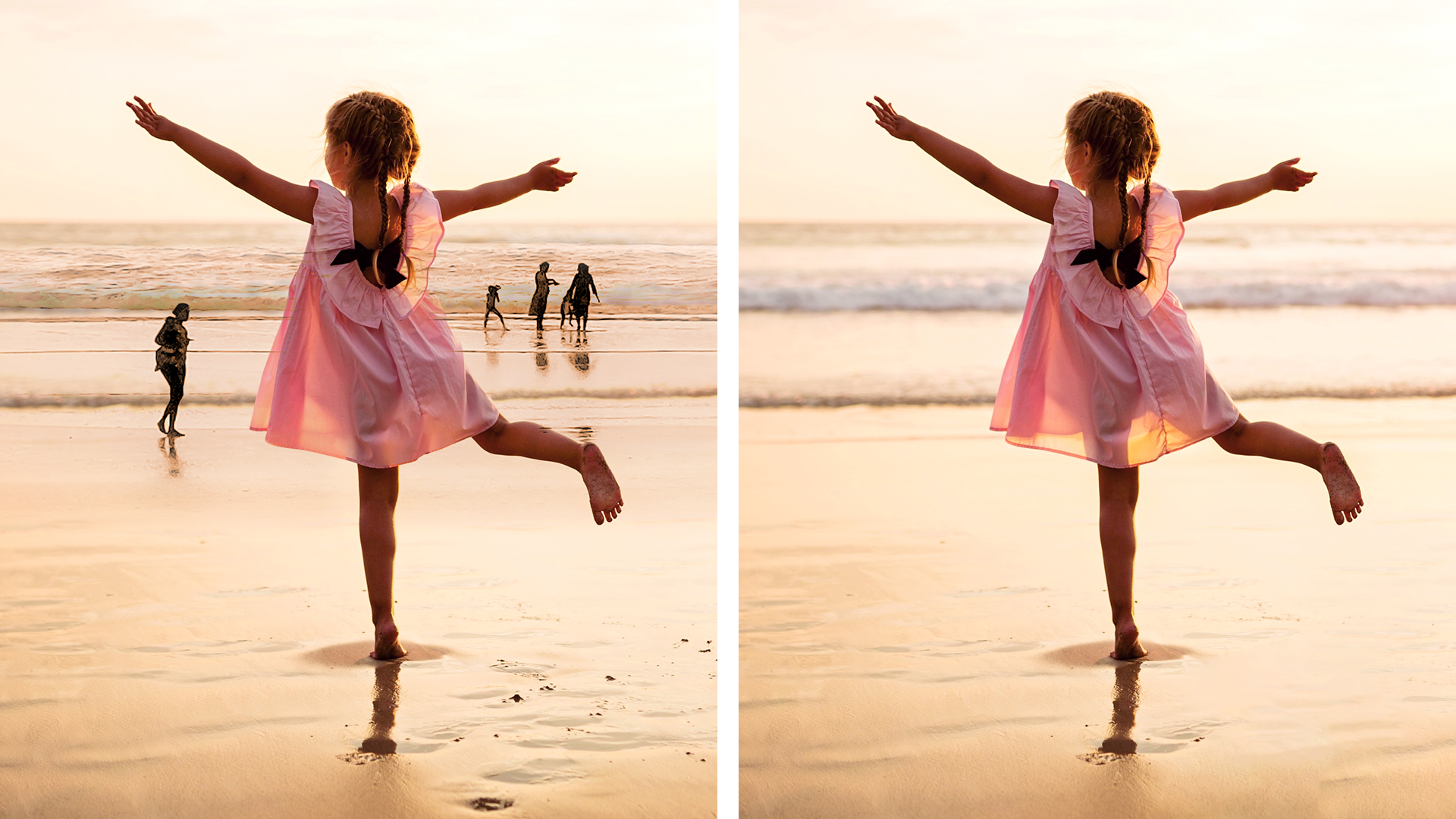 Flicka dansar på strand