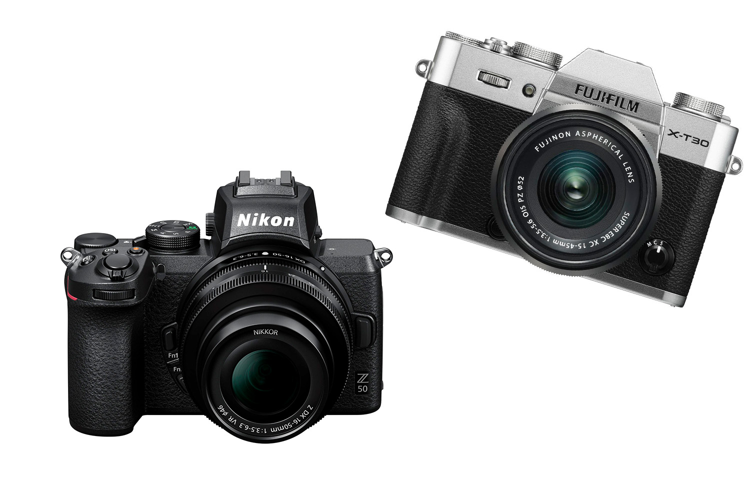 Nikon Z 50 ja Fujifilm X-T30.