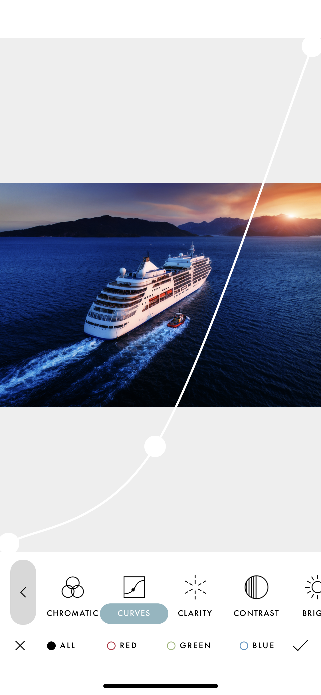 Curves-funksjonen i A Color Story.