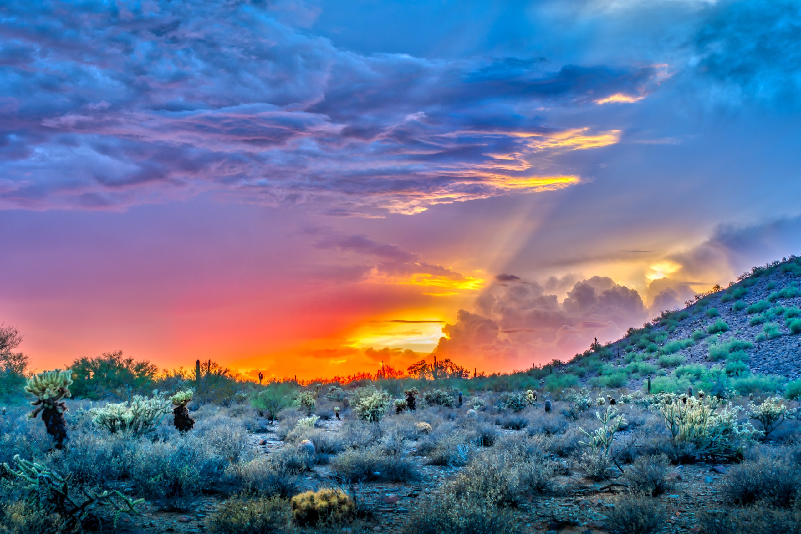 Auringonlasku autiomaassa