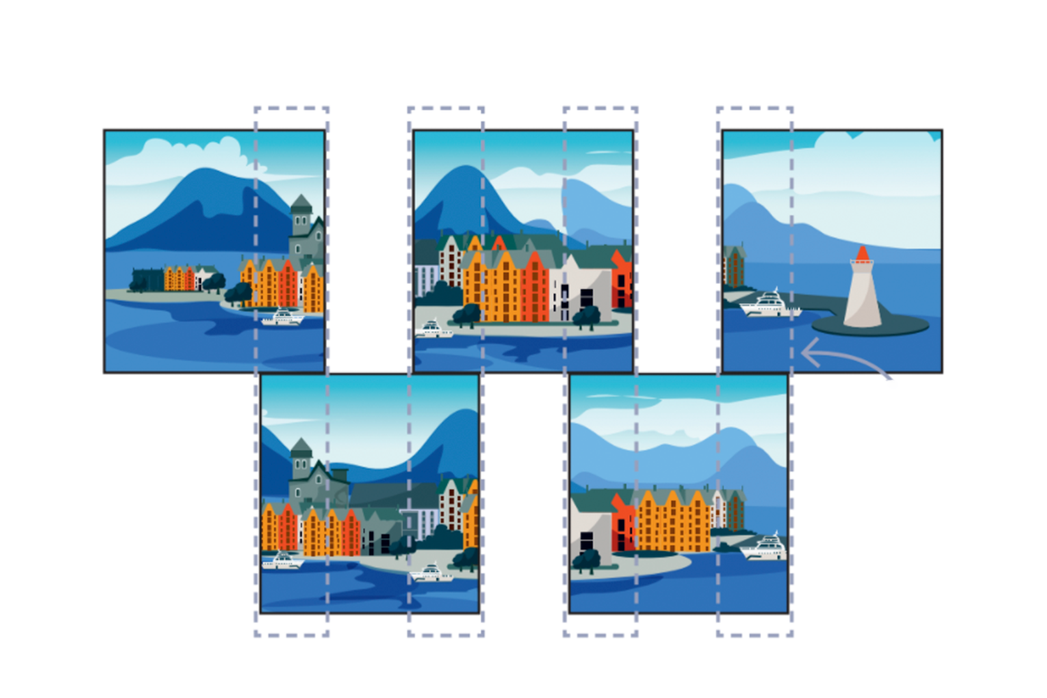 Ta bildene med 30 prosent overlapping.