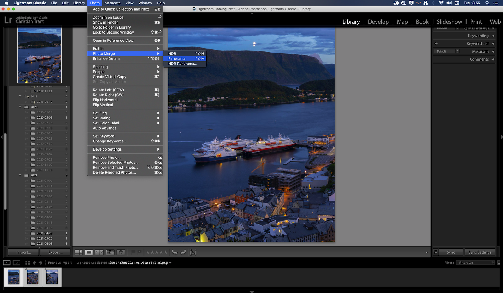 Sammensæt dine billeder til et panoramafoto i Lightroom