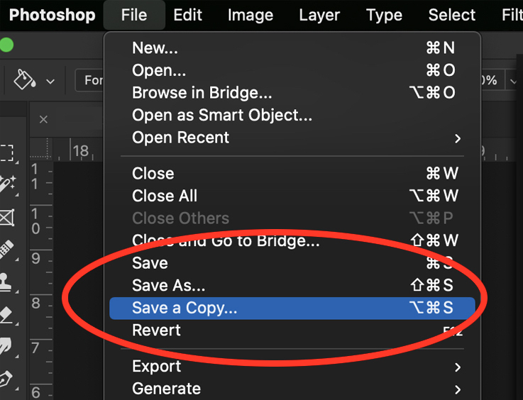 Photoshop menu