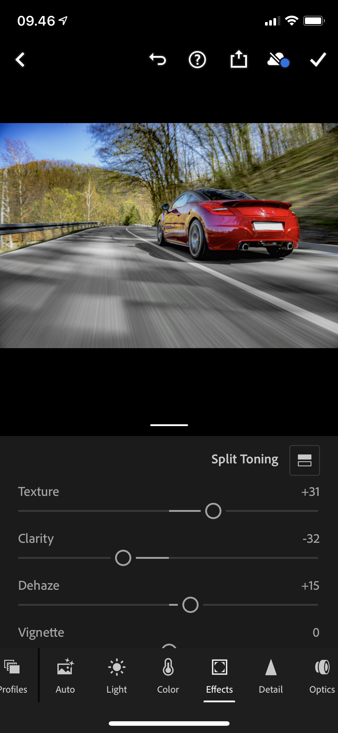 Skjermbilde av Lightroom-appen