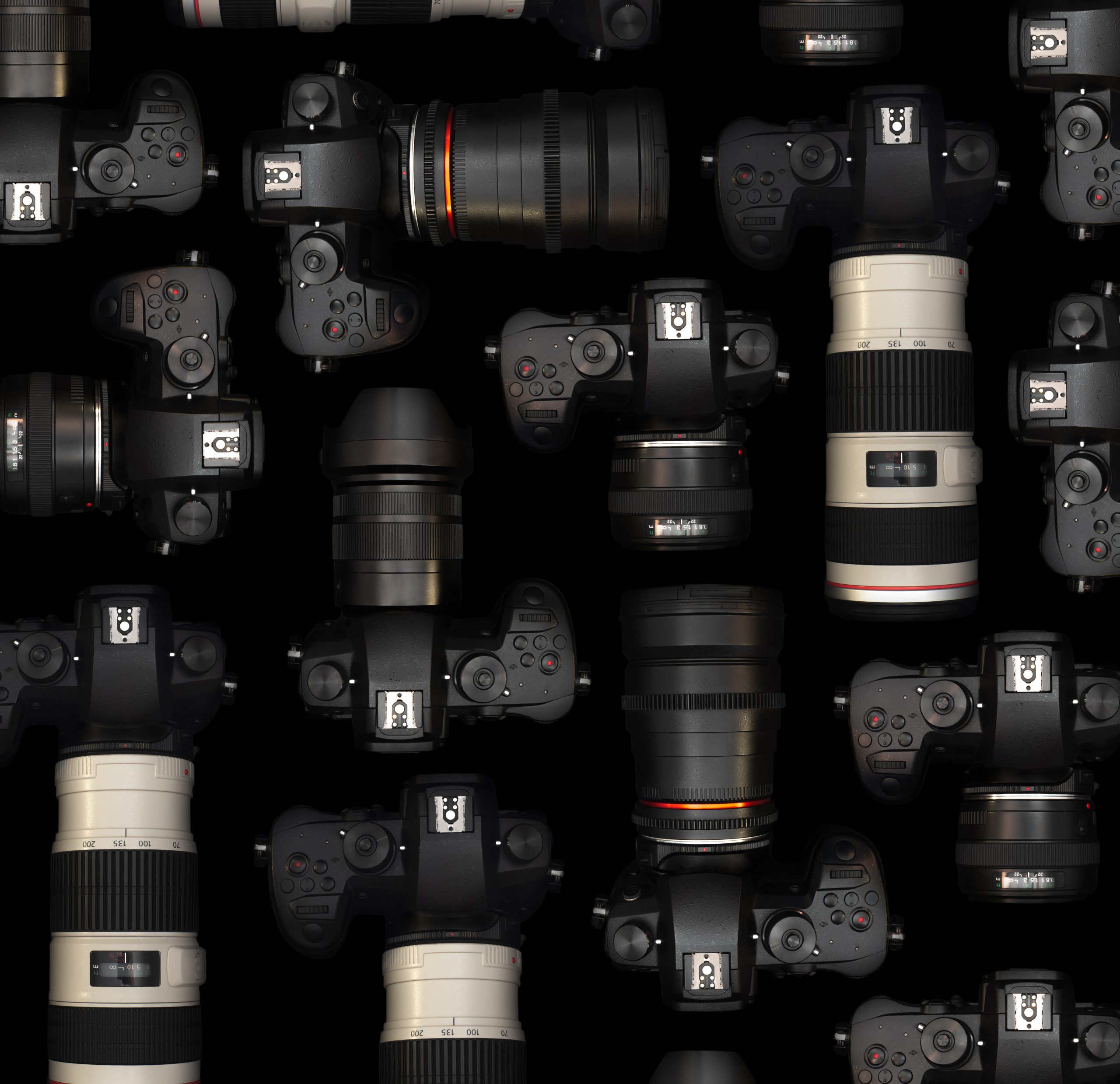 Forskellige kameraer og objektiver